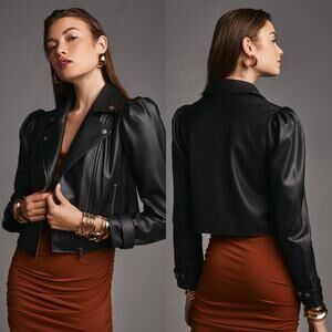 Maeve Black Faux Leather Femme Moto Jacket Size: XS NWT